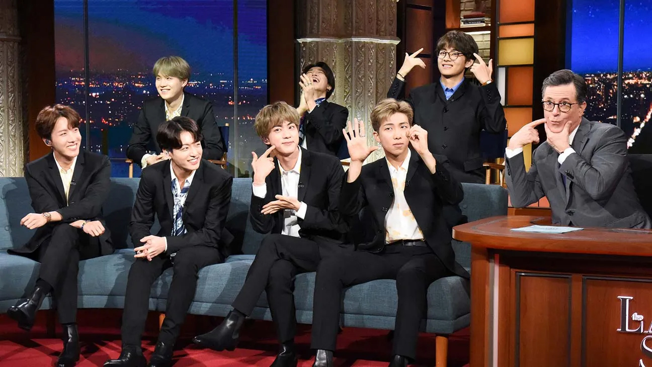 BTS on The Late Show with Stephen Colbert, supporting late show cancellation coverage
