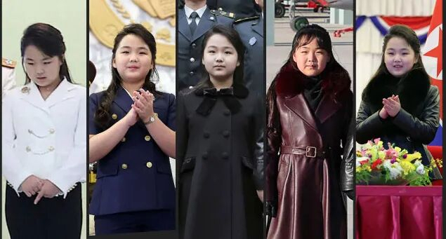 Kim Ju-ae, daughter of North Korean leader Kim Jong-un, over the years [SCREEN CAPTURES]