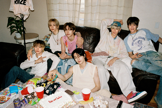 The six members of Riize are featured in this cover art for the boy band's first studio album, ″Odyssey,″ released on May 19. [SM ENTERTAINMENT]