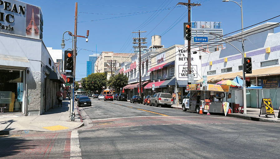 Empty Santee Street and Pico Boulevard in LA garment district after ICE raids, September 9, 2025