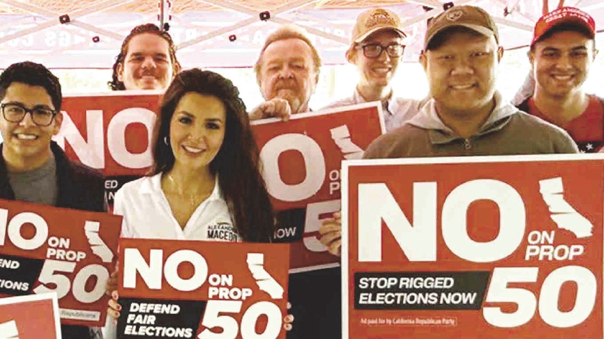 California Young Republicans campaign against Prop 50 redistricting plan on October 18.