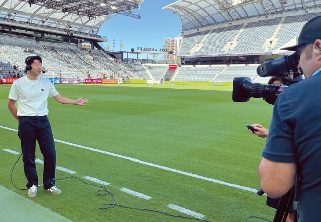 Son Heung-min joins a live Apple TV Sunday Night Soccer interview before LAFC match
