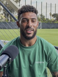 Denis Bouanga interview at LAFC Performance Center for The Korea Daily, part of Denis Bouanga interview series on his LAFC career and chemistry with Son Heung-min