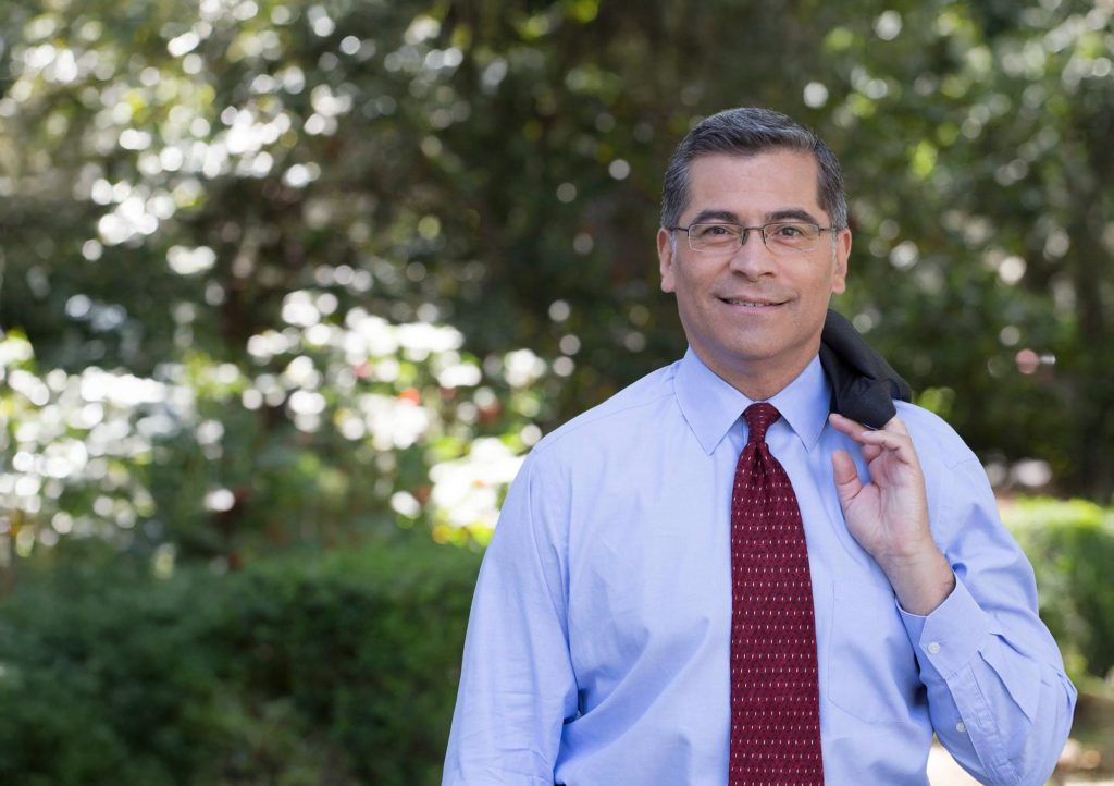 Xavier Becerra speaking at a campaign event as the Becerra campaign scandal unfolds