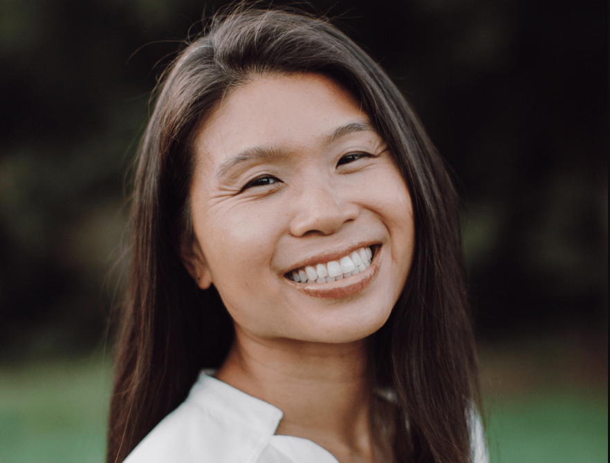 Rae Chen Huang speaking in a portrait featured in her Rae Huang mayor race coverage