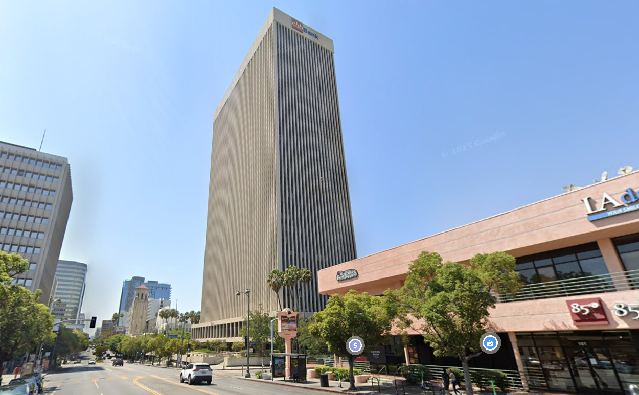 Jamison-owned The Equitable Life Building in downtown Los Angeles, shown in a Google Earth view amid Section 8 housing controversy