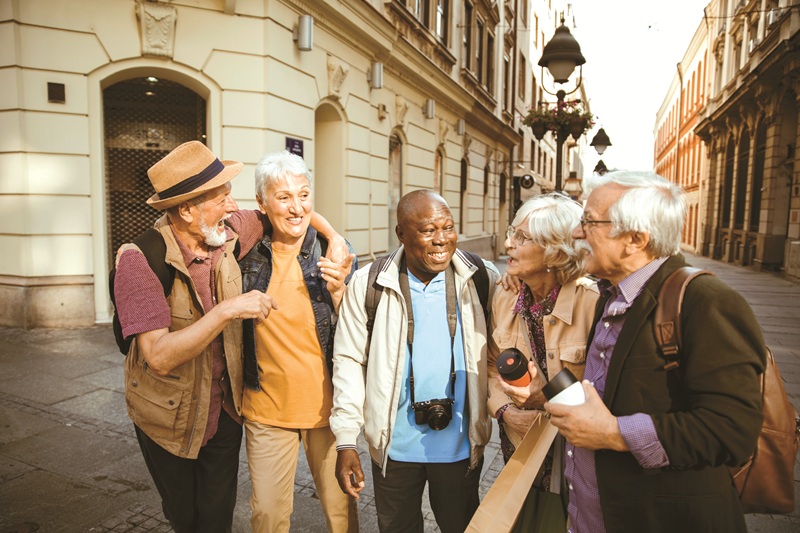 An illustrative image of Social Security beneficiaries traveling abroad. [ChatGPT-generated image]