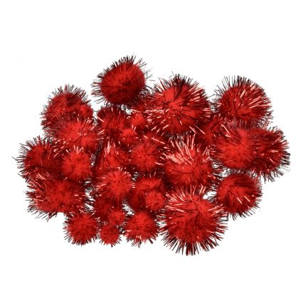 Pompons (75 Stk.) - Rot/ metallic