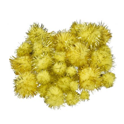 Pompons (75 Stk.) - Gelb/ Gold metallic