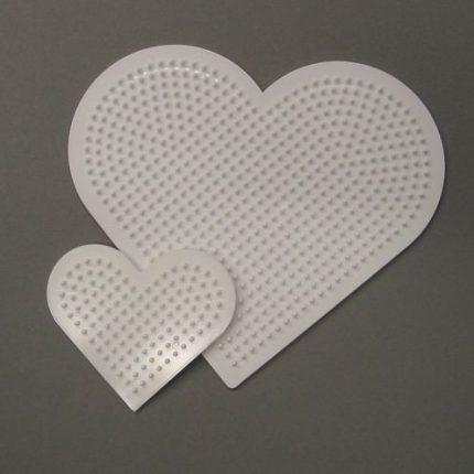Bügelperlen Nabbi, Legeplatte Herz, 2 Stück 16cm und 8cm in weiß