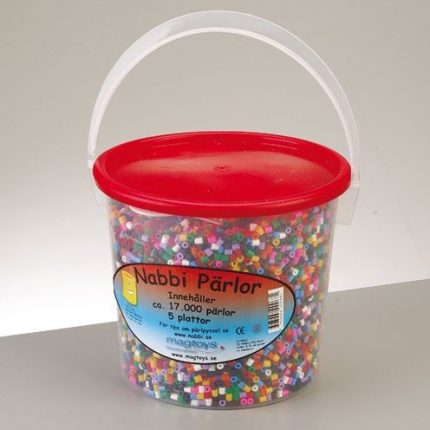 Nabbi® - Bügelperlen Set Standard Mix im Henkeleimer 17.000 Stk. incl. Steckplatten