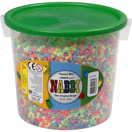 Nabbi® - Bügelperlen Pastell Mix im Henkeleimer ~Ø 5 x H 5 mm 20.000 Stk.