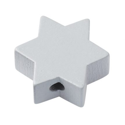 Schnulli-Stern, 19,5 x 19,5 x 8 mm, DL 3 mm, grau, Btl. à 4 St.