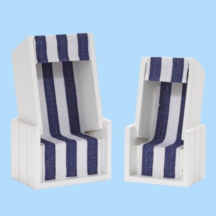Strandkorb weiss/blau, 12 x 7 x 4,5 cm