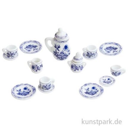 Mini Kaffeeservice weiß/blau 15-teilig