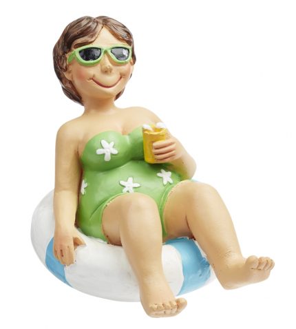 Bade-Urlauberin im Schwimmreif, ca. 9,5 cm