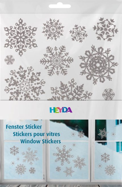Fenster Sticker (3xA4) - Silber/Glitzer