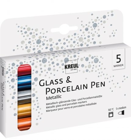 Kreul Glass & Porcelain Pen Metallic, 5 Porzellanmalstifte
