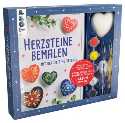 Kreativset Herzsteine bemalen