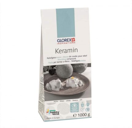 Glorex Reliefgießmasse Keramin, Weiß - 1 kg Beutel