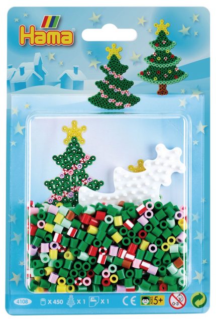 Hama Midi Bügelperlen Set Weihnachtsbaum, ca. 450 Stk inkl. Stiftplatte und Bügelpapier