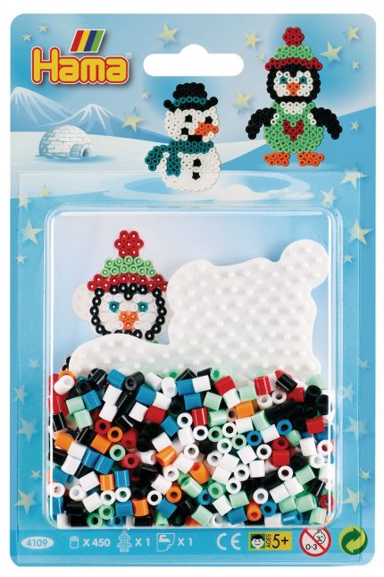 Hama Midi Bügelperlen Set Weihnachtspinguin, ca 450 Stk inkl. Stiftplatte und Bügelpapier
