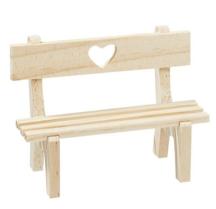 HobbyFun Holzbank mit Herz 10 x 4,5 x 7,5 cm, Natur
