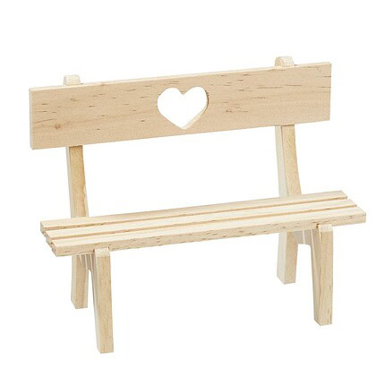 HobbyFun Holzbank mit Herz 13 x 6 x 8,5 cm, Natur