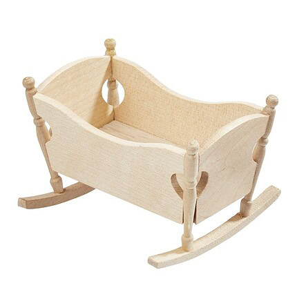 HobbyFun Miniatur Wiege aus Holz, Natur