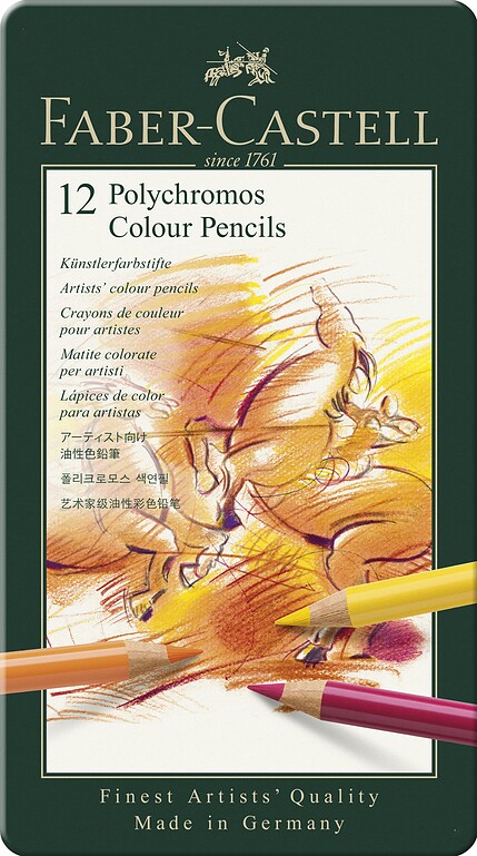 Faber-Castell Künstlerfarbstift Polychromos, 12er Metalletui Set