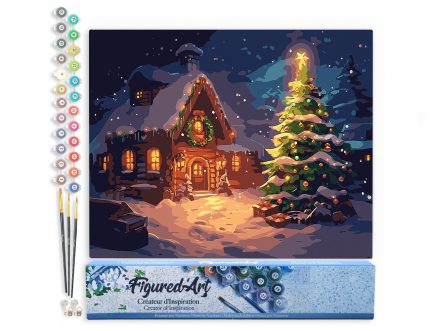 Figured Art - Malen nach Zahlen Schneebedeckte Weihnachtshütte, 40x50 cm