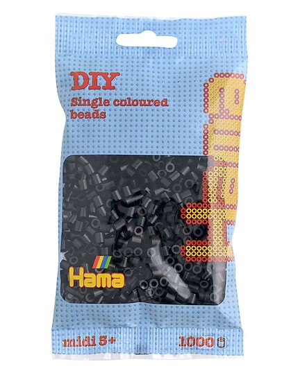 Hama Midi Bügelperlen Schwarz, 1000 Stück