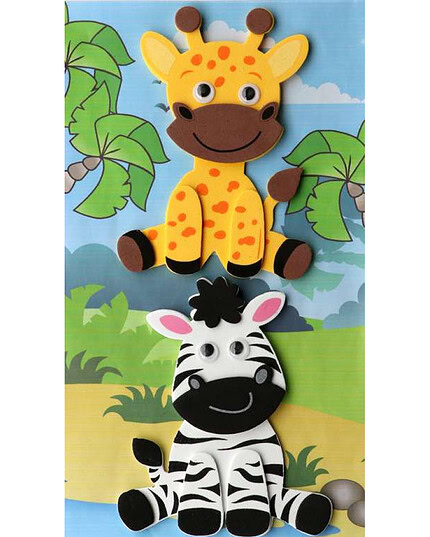 Moosgummi Sticker 3D Zebra/Giraffe selbstklebend