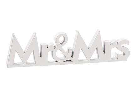 Holz-Deko Mr & Mrs, 2 x 8 cm, weiss, Btl. à 2 St.
