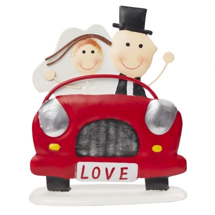 Hochzeitspaar Auto 9 x 10,5 cm, metall