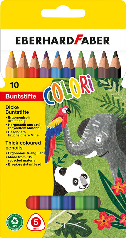Eberhard Faber - Buntsifte Set Color, 10 Jumbo Farbstifte in Dreikant Form