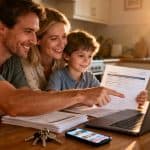 famille consulte documents logement