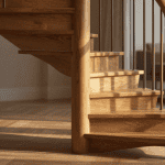 Escalier en spirale bois dans un salon moderne