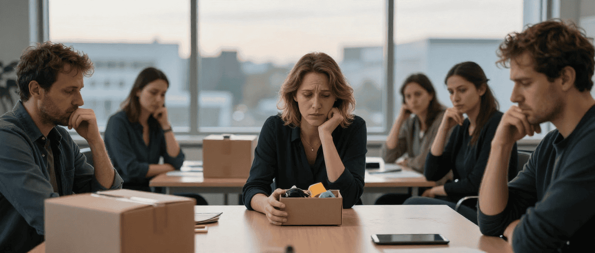 Employés Alinéa en pause triste