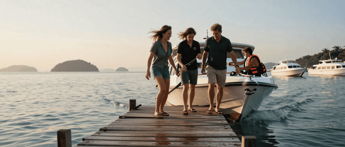 Voyageurs embarquant sur un bateau