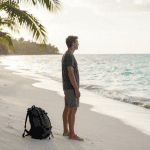 Voyageur pieds nus sur plage Koh Rong