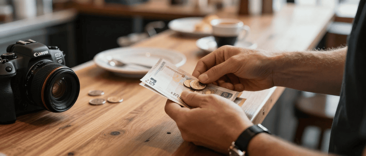 Échange de monnaie dans une trattoria