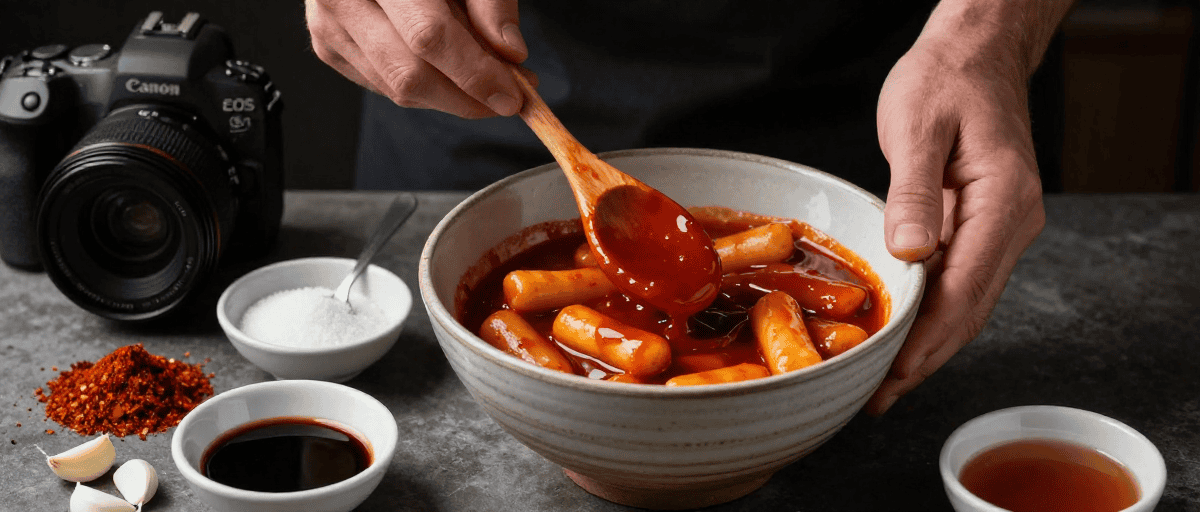 Sauce tteokbokki en préparation