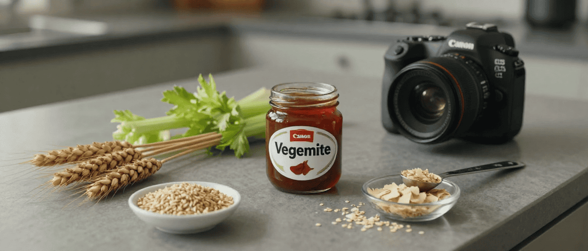 Ingrédients du Vegemite sur une table