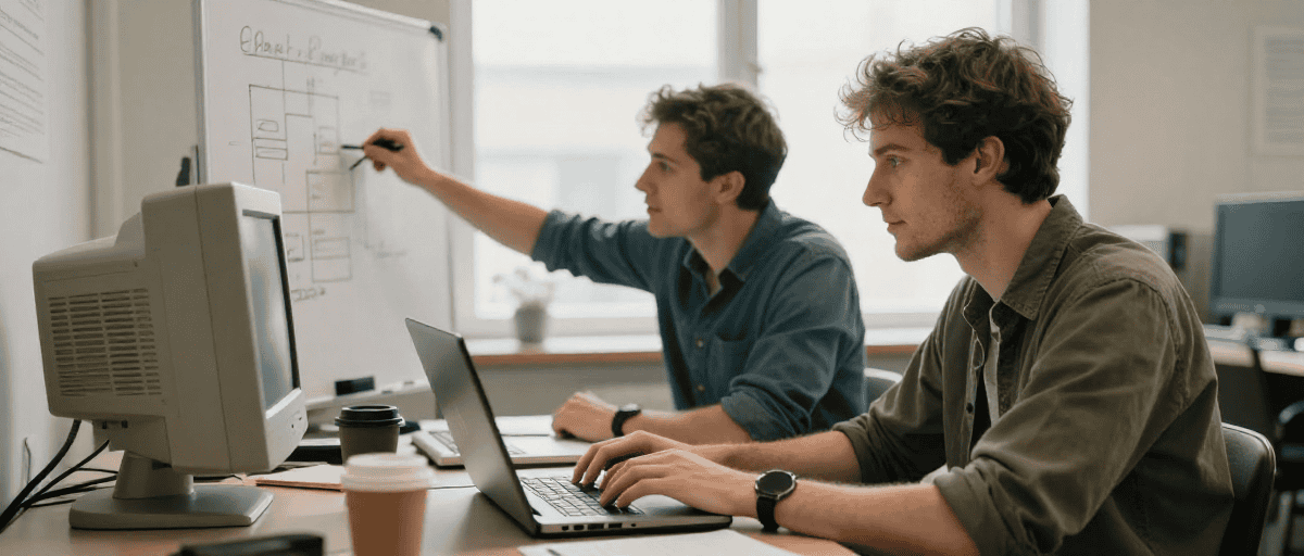 Fondateurs dans bureau retro