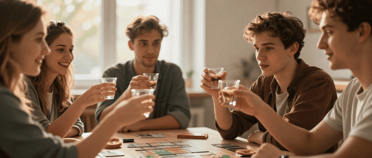 Groupe d'amis trinquant à l'apéro