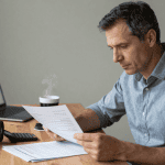 Homme d'affaires calculant ses finances