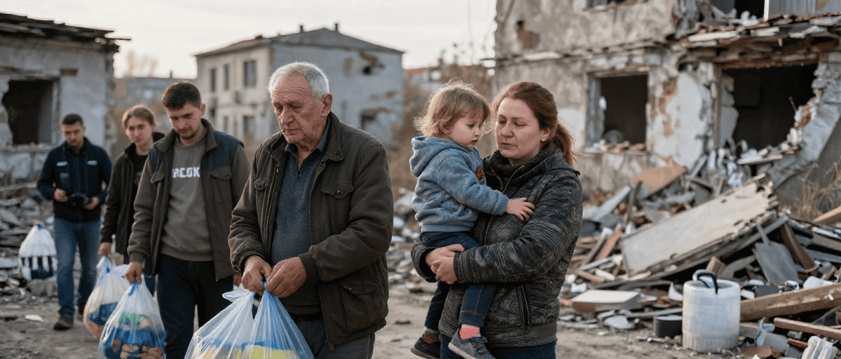 Civils aidés à Kostiantynivka