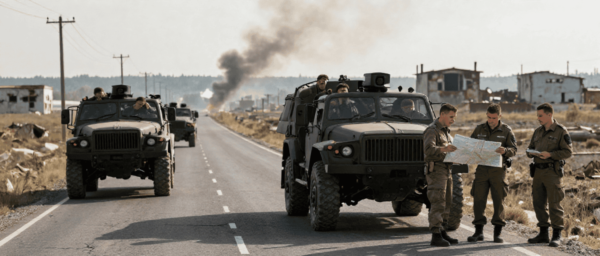 Convoi militaire sur route