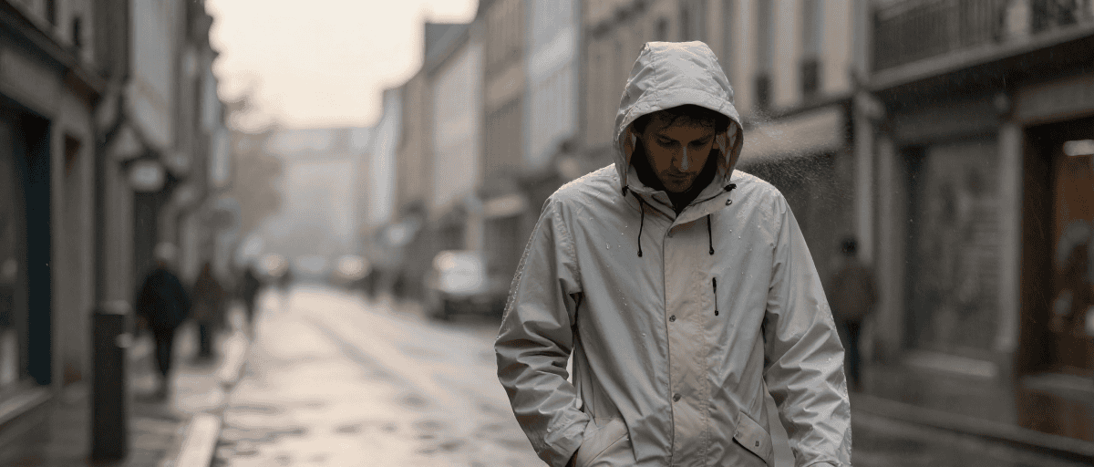 Rue calme à Rennes sous bruine
